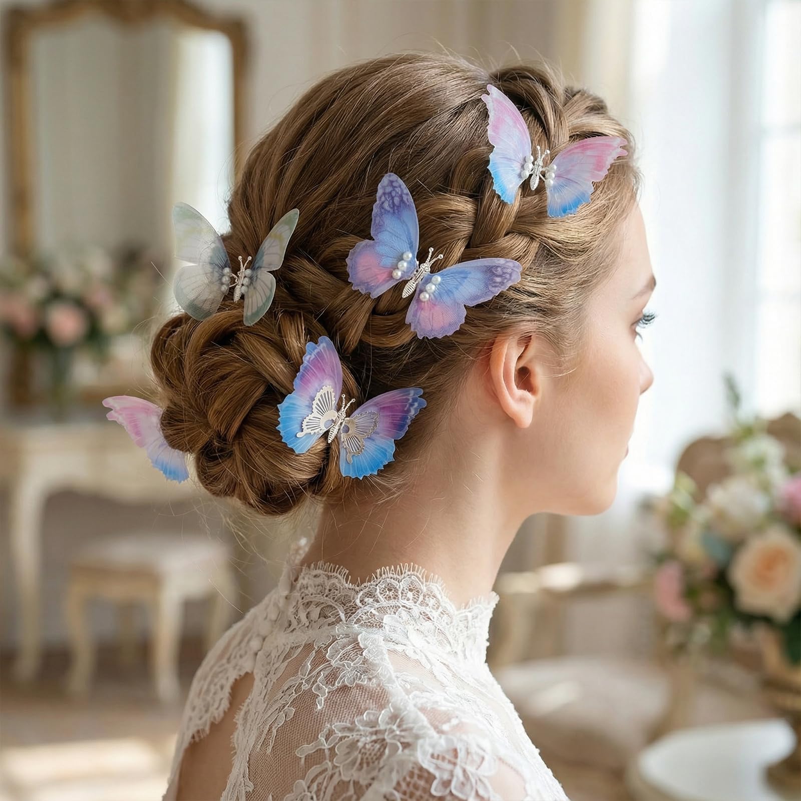 Nivofu 6pcs 3D Butterfly Hair Clips, Colorful Moving Wings  display picture 1