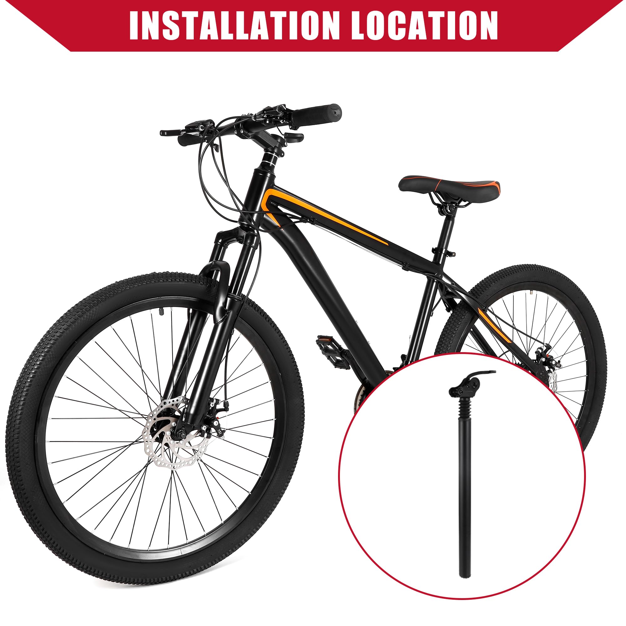 Hihaha Bicycle Seat Post / Inner Adjustable Bike Seat for MTB Mountain Bike / Durable Aluminum Alloy Iron 31.8x500mm / 1Pcs Black