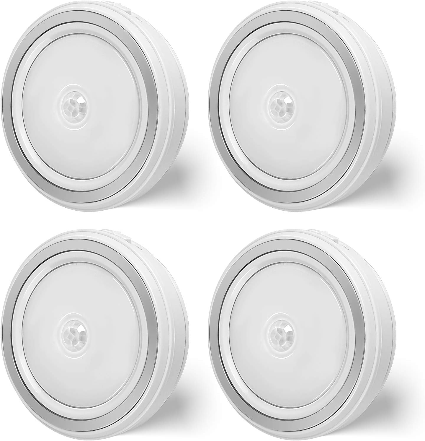 Night Light, Motion Sensor, Battery Operated, Stick Anywhere, Cupboard Lights, LED Wardrobe Lights for Under Counter Cabinet, Hallway 4 Pack)