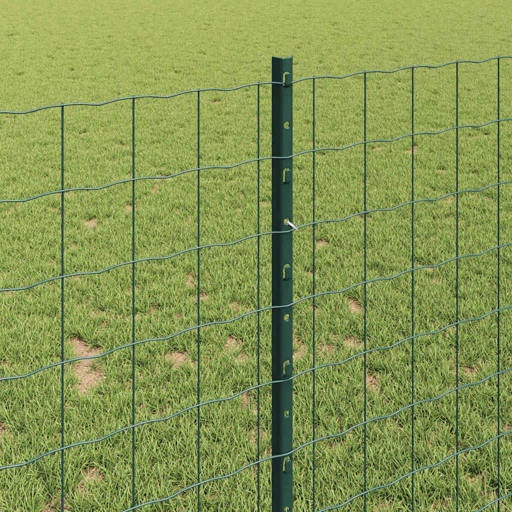 Green Steel Garden Fence Panel 1 x 10 m with Posts, Modern Privacy Screen for Outdoor Robusta Border for Yard Patio Lawn, Easy Assembly, UV Resistant for Dogs Pets Plants
