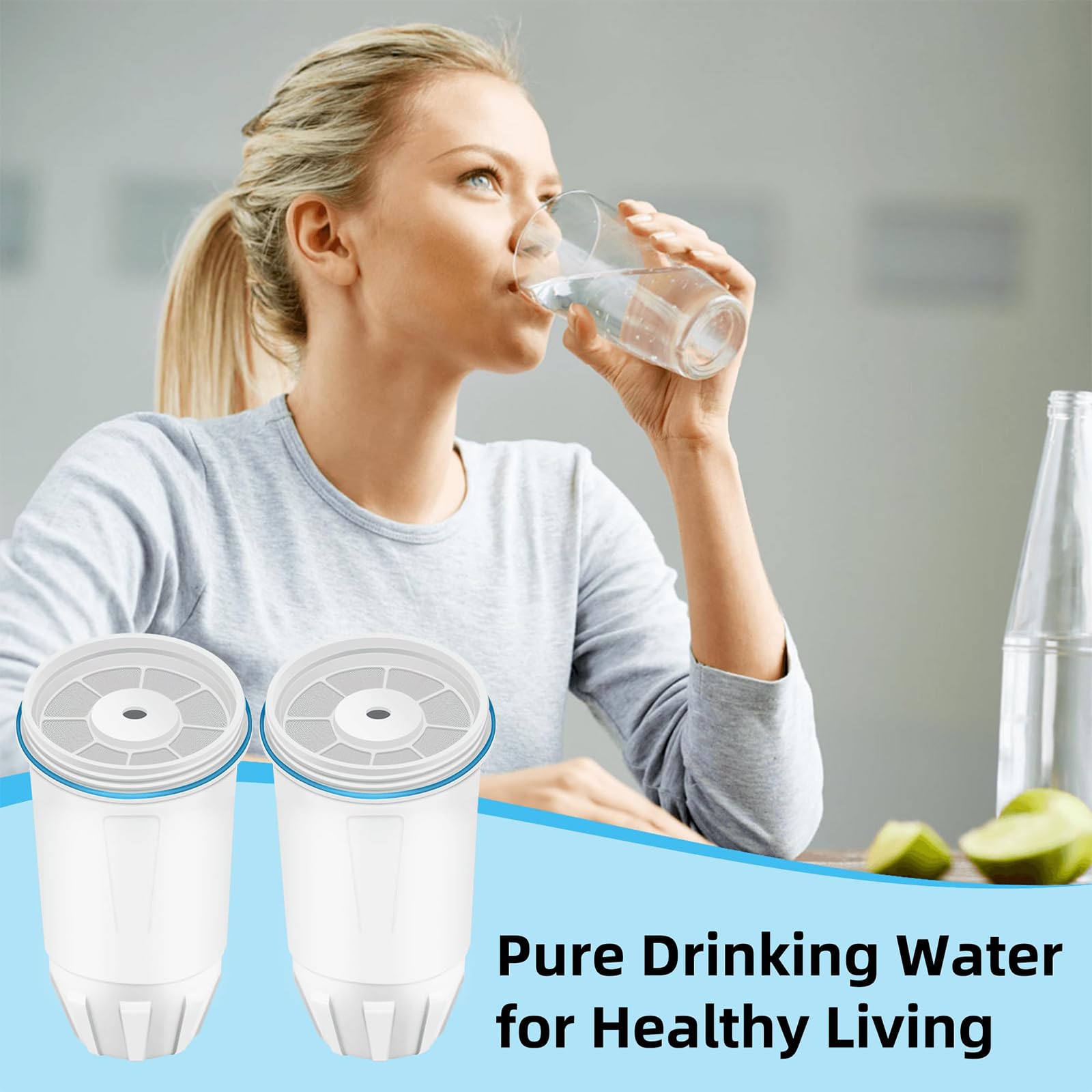 Set mit 3 praktischen Wasserfilter Ersatzkernen, Kunststoffkonstruktion, geeignet für mehrere Pitcher Modelle, kompatibler Wasserfilter