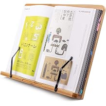 15.4 x 11 Inch Large Book Stand for Reading Hands Free,Recipe Cookbook Holder for Kitchen Counter,Textbook Stands for Heavy Thick Books,Bamboo Holders for Bible,Tablet,Law School,Drawing