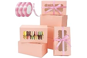 65 Pack Pink Bakery Boxes with Clear Window Perfect for Cookies and Pastries