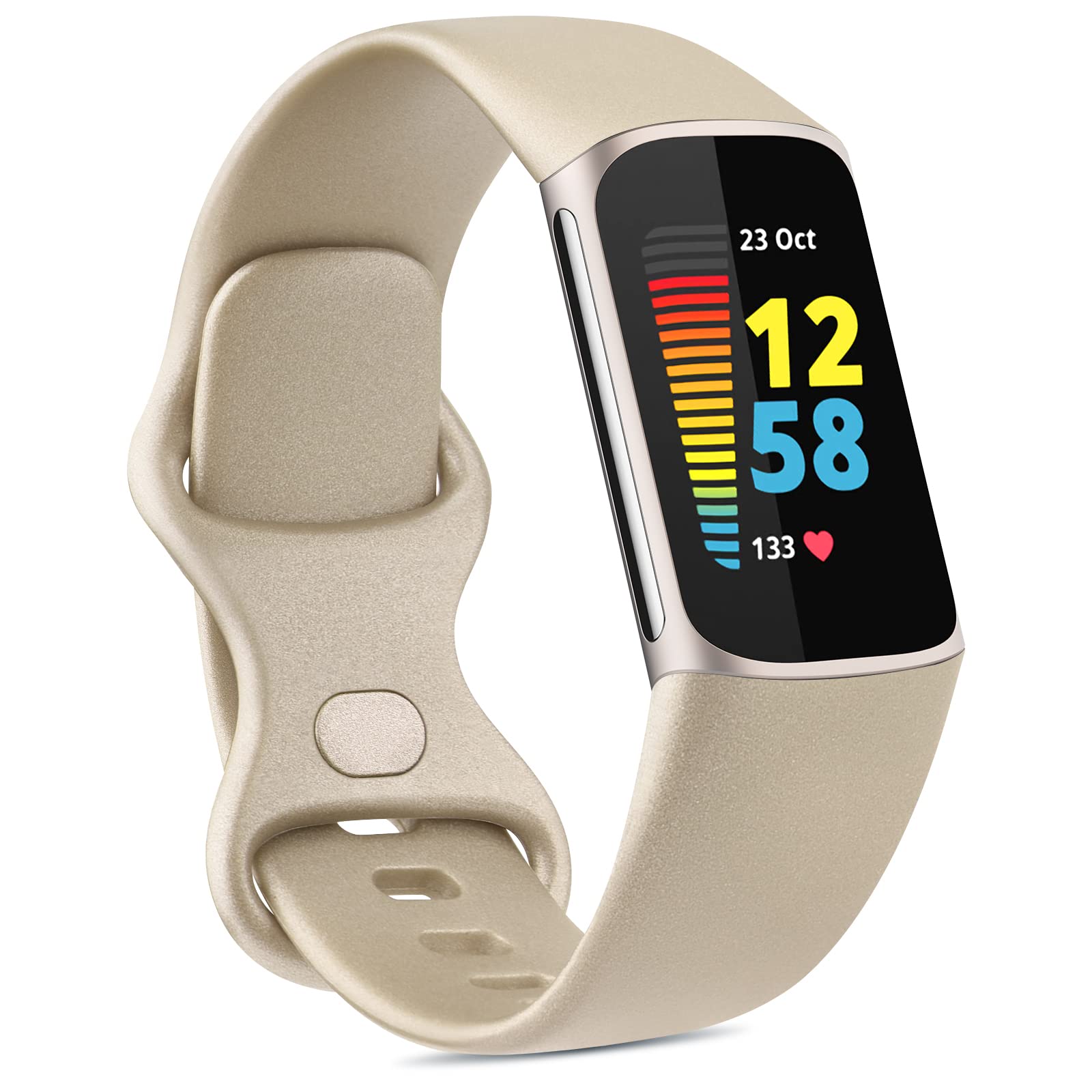 VANCLE Compatible with Fitbit Charge 5 for Women Men, Soft Silicone Strap Adjustable Sport Wristbands for Fitbit Charge 5 Fitness Tracker