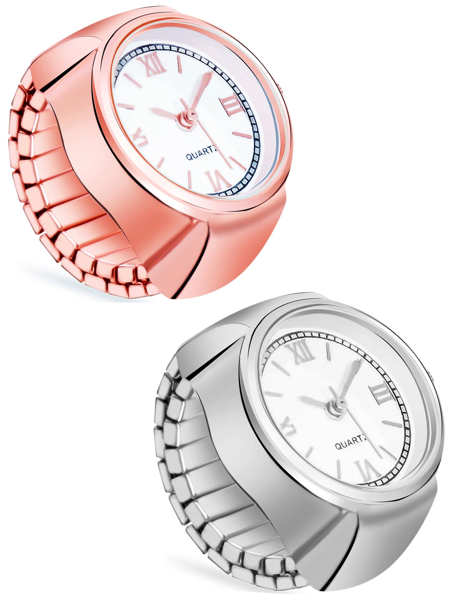 DOCOSS Pack of 2- Ring Watch for Women Smart Finger Watch,Elastic Band,Premium Steel,Quartz Watch Ring for Women,Men Couple Watch (B0CRF3DT1Y) Amazon Price History, Amazon Price Tracker