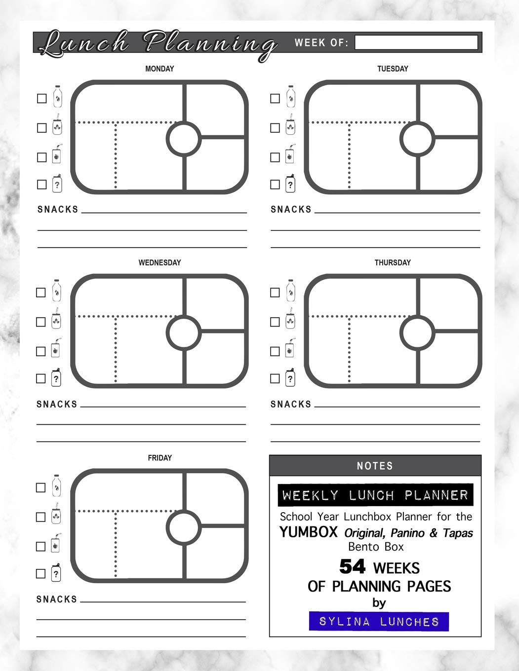 Weekly Lunch Planner: School Year Lunchbox Planner for the Yumbox Original, Panino & Tapas Bento Box: 54 Weeks of Planning Pages (Bento Box Lunch Ideas)