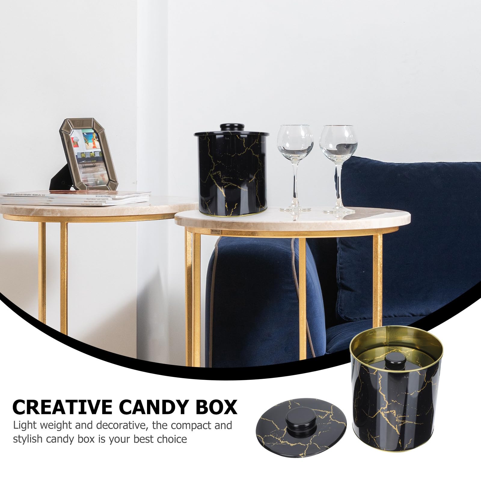 Biscottiera in Lamiera Nera 2 Pezzi Design Nordico Compatta e Leggera con Coperchio, Scatola Decorativa per Conservare Dolci e Decorazioni Natalizie