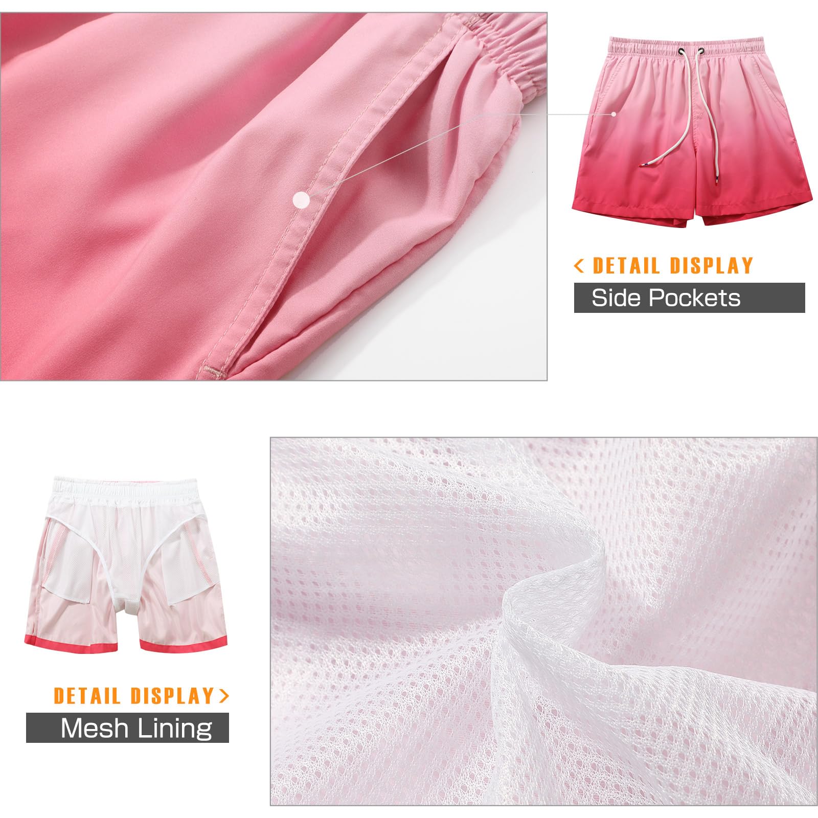 Danfiki Pantaloncini Costume da Bagno Uomo Asciugatura Veloce Calzoncini da Beach Costume da Bagno Fodera Rete con Taschino e Coulisse Trunks