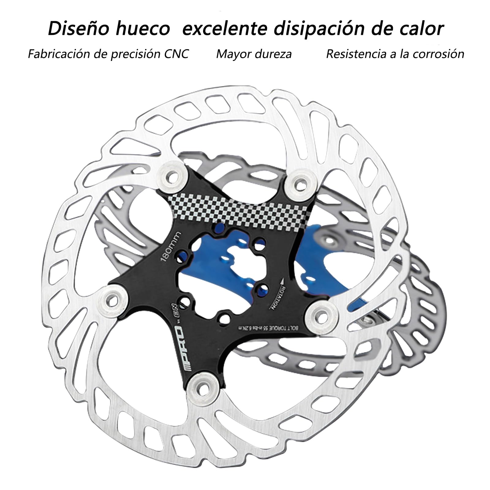 Disco de freno de bicicleta 160 mm 180 mm 203 mm disco de freno de bicicleta rotor de freno flotante adecuado para bicicletas de carretera, bicicletas de montaña, MTB, BMX (Negro, 203mm)