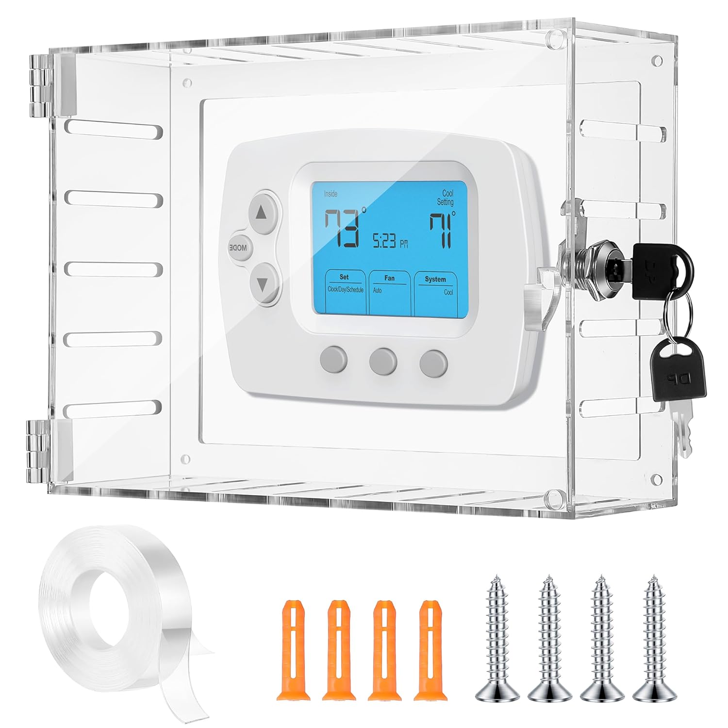 Dunkive Thermostat Lockable Box with Keys Clear Thermostat Cover Compatible with Honeywell