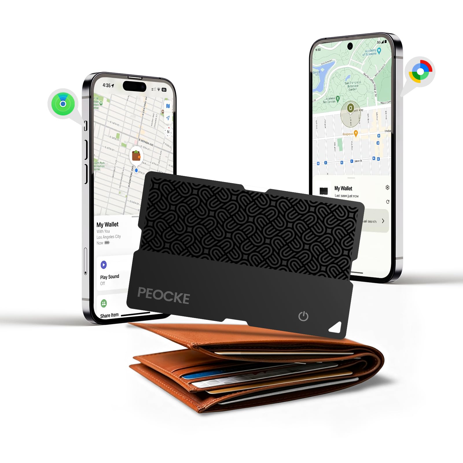 Tarjeta de seguimiento de cartera ultrafina de 0.23 cm (tanto iOS como Android) IP65 para carteras, pasaporte, funciona con Apple Find My (certificado MFi) y Google Android Find Hub, recargable