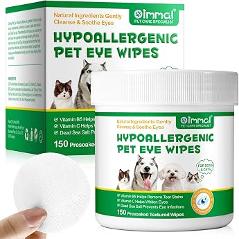 Eye Care Finger Pads for Dogs Pack of 150 Eye Care Dog and Tear Spot Remover Dog Eye Cleaning Pads Dogs & Cats Removes Tear Stone & Saliva Residue Aloe Vera Extract Gentle