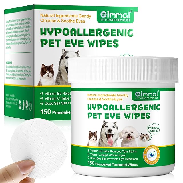 Onznoz Toallitas para Los Ojos para Perro 150Pcs, Eliminar Las Lágrimas, para Perros Y Gatos