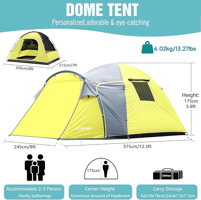 Carpa para camping 1 persona impermeable de doble capa miniatura 3