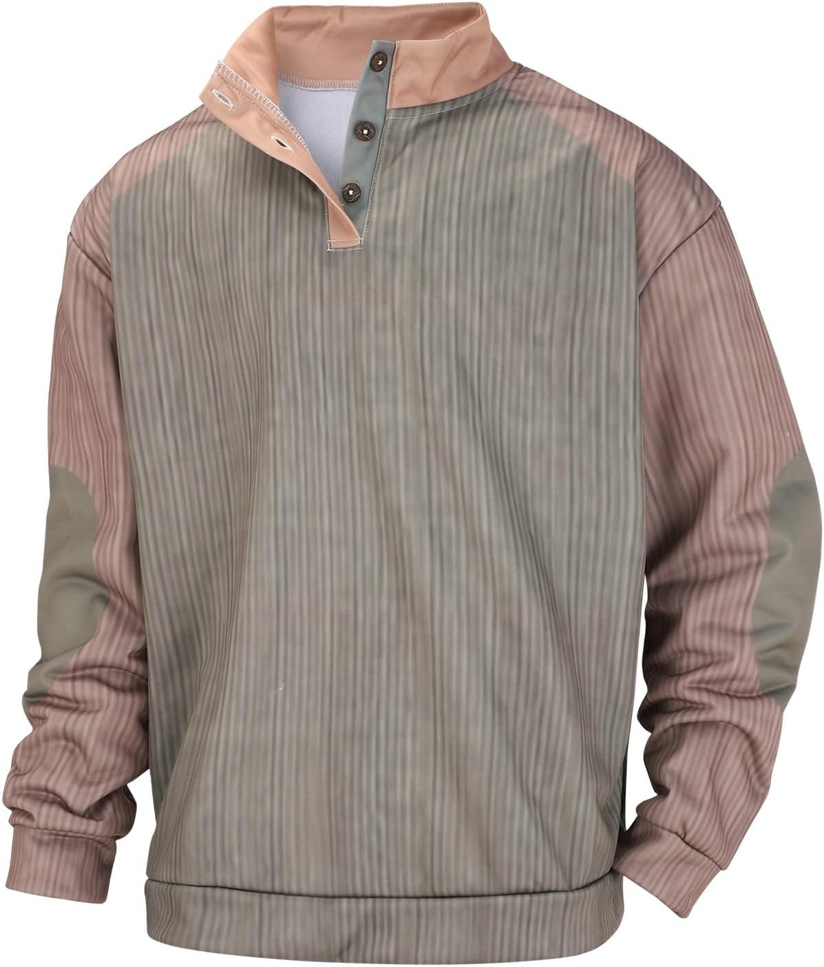 Men's Sweatshirts Long Sleeve 1/4 Button Up Pullover Shirts Casual Vintage Stand Collar Printed T Shirts Henley Tops