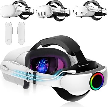 Hurra 10000mAh Head Strap with Battery Compatible with Meta Quest 2/3/3S | 20W Fast Rechargeable Elite Strap Extend 6-8H Playtime, RGB Battery Pack VR Head Strap Accessories