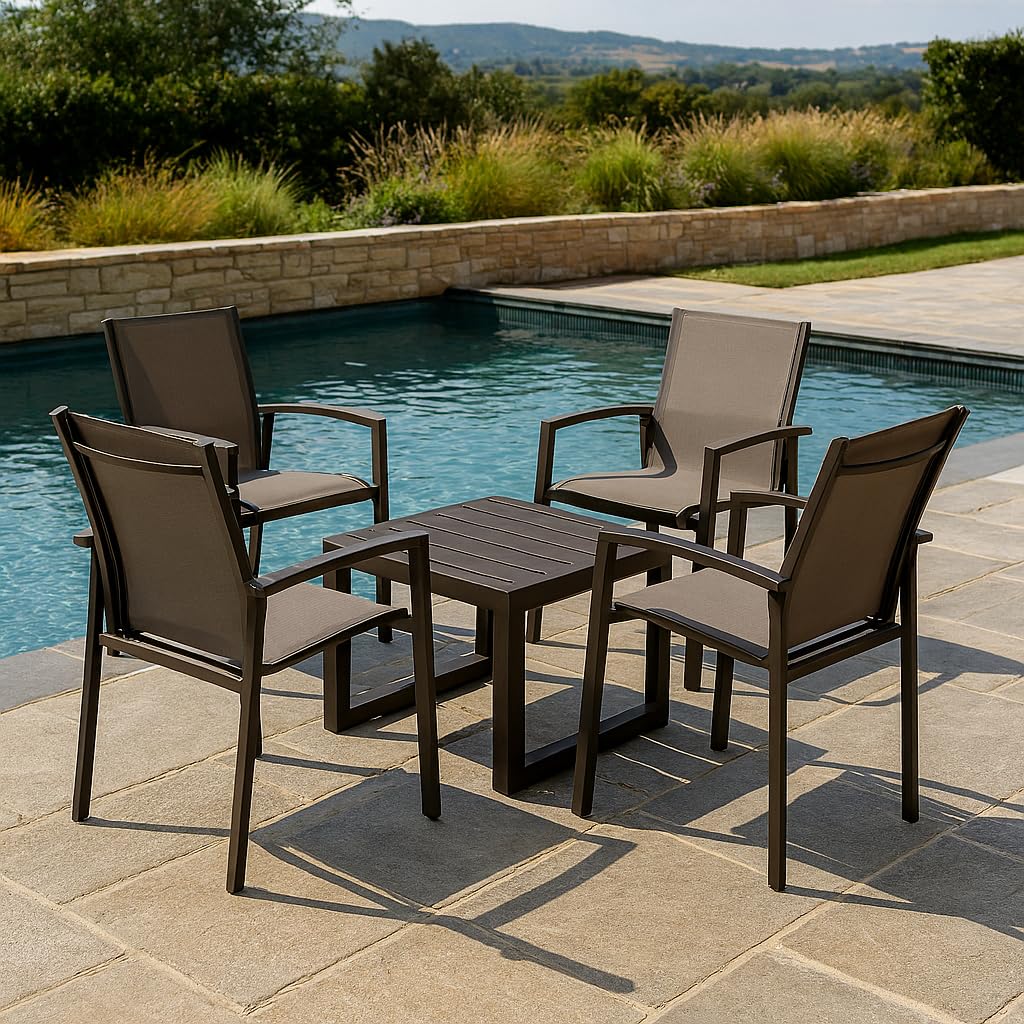 Decor Space Tavolino da caffe Ibiza per lettino da esterno e giardino 45 cm in alluminio (Antracite)