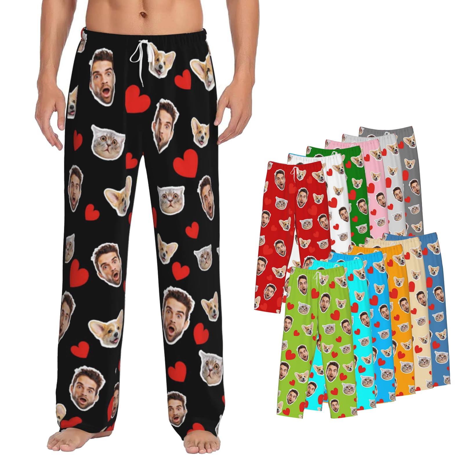 Custom Pajamas Pants Plaid Personalized Funny PJ Pant Design with Face Pajama for Men Women Dog Pet
