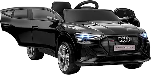 Aosom Audi E-tron - Auto eléctrico para niños de 12 V, juguete a batería con control remoto para padres, sistema de suspensión, ruedas auxiliares,