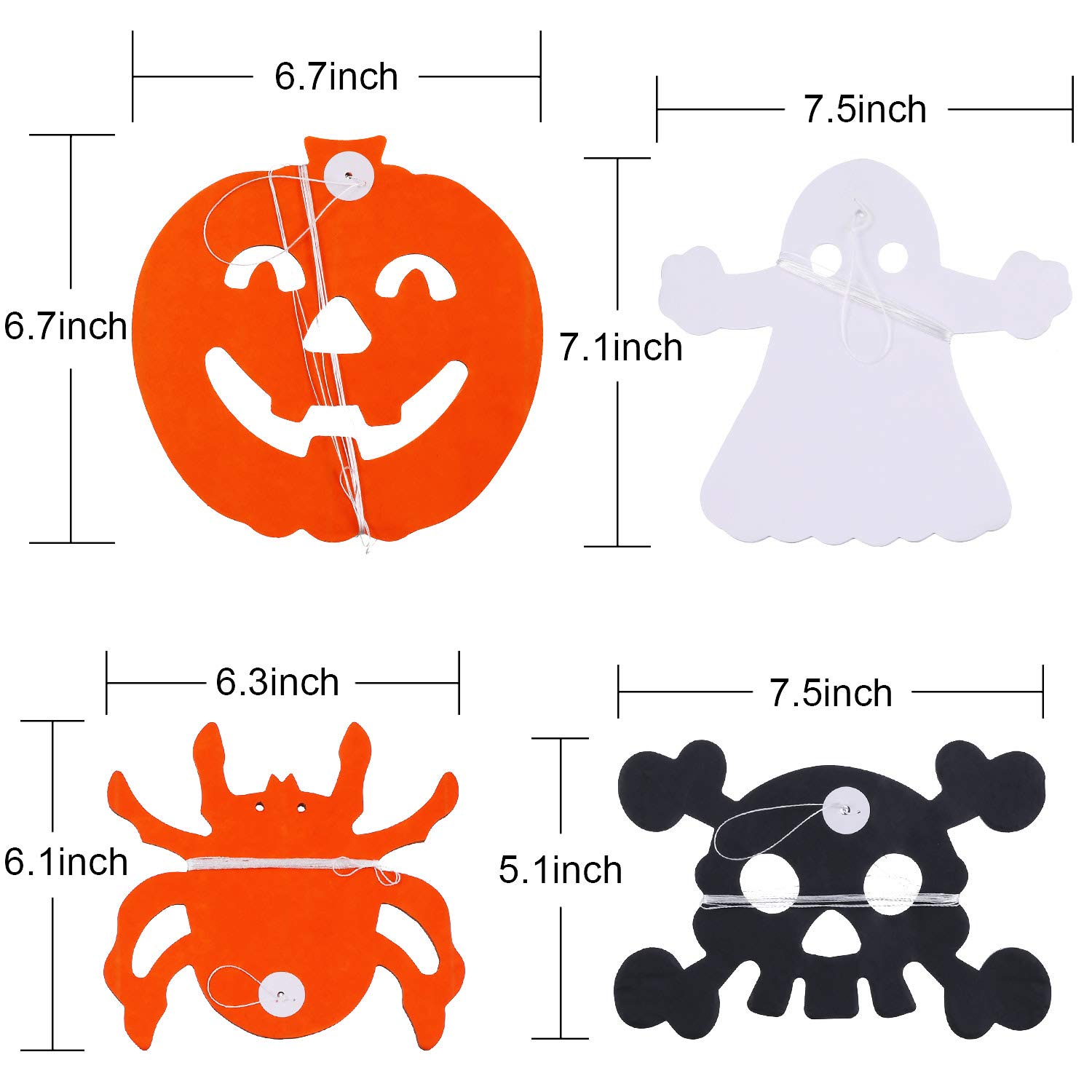 Guirnaldas De Papel Halloween - 6 Piezas Con Calabaza, Murciélago, Araña Y Más