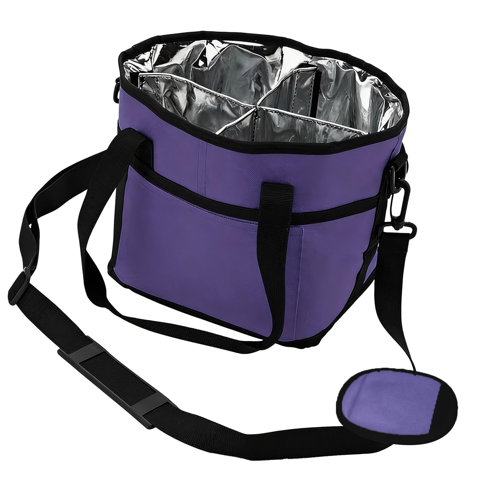 FOLODA Spill Proof Beverage Holder Organizers for Cars with Top Handle and Shoulder Strap 4 Compartment Drink Holder Leakproof Drink Carriers