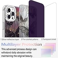 Vista 332 de I-MGAE-IN-AR - Funda diseñada para iPhone 12 y 12 Pro, diseño de mariposa plateada brillante, funda protectora de poliuretano termoplástico, suave