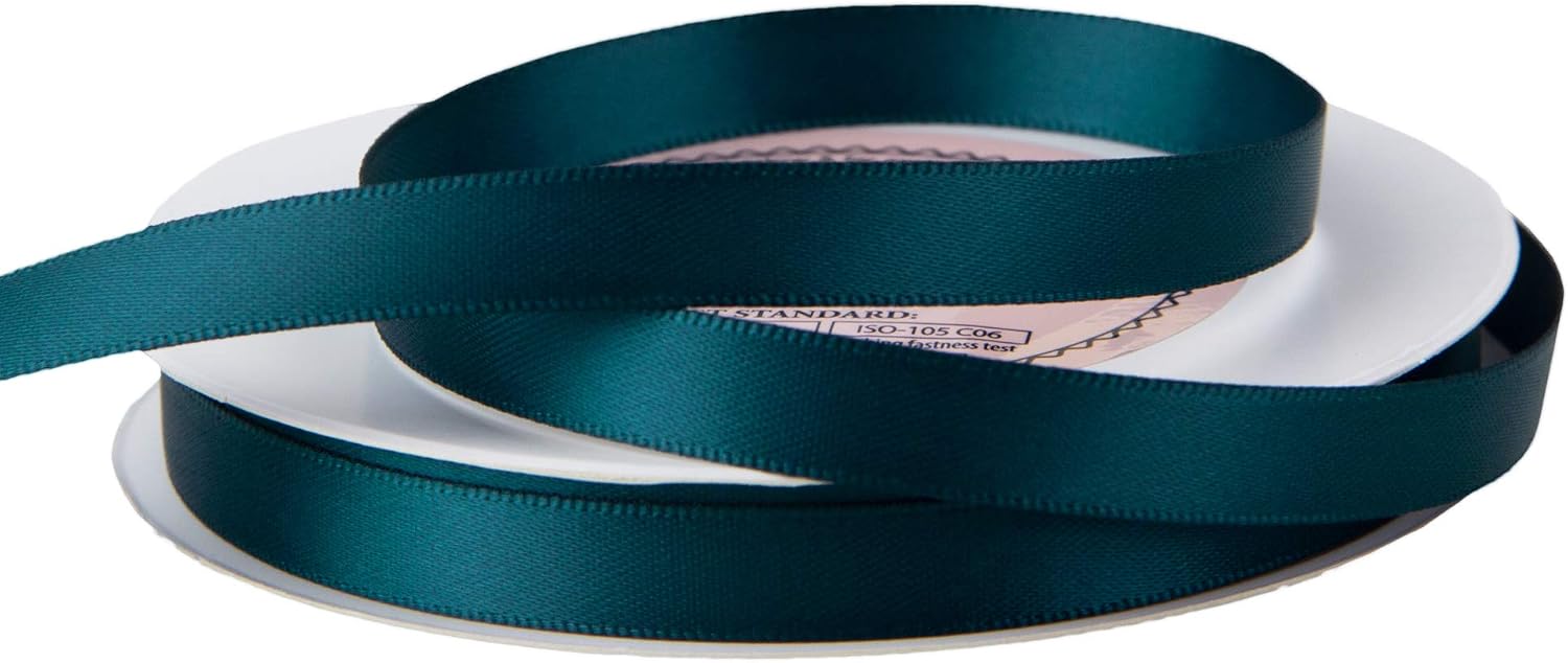 VATIN 10mm Double Faced Teal Polyester Satin Ribbon - Image 4