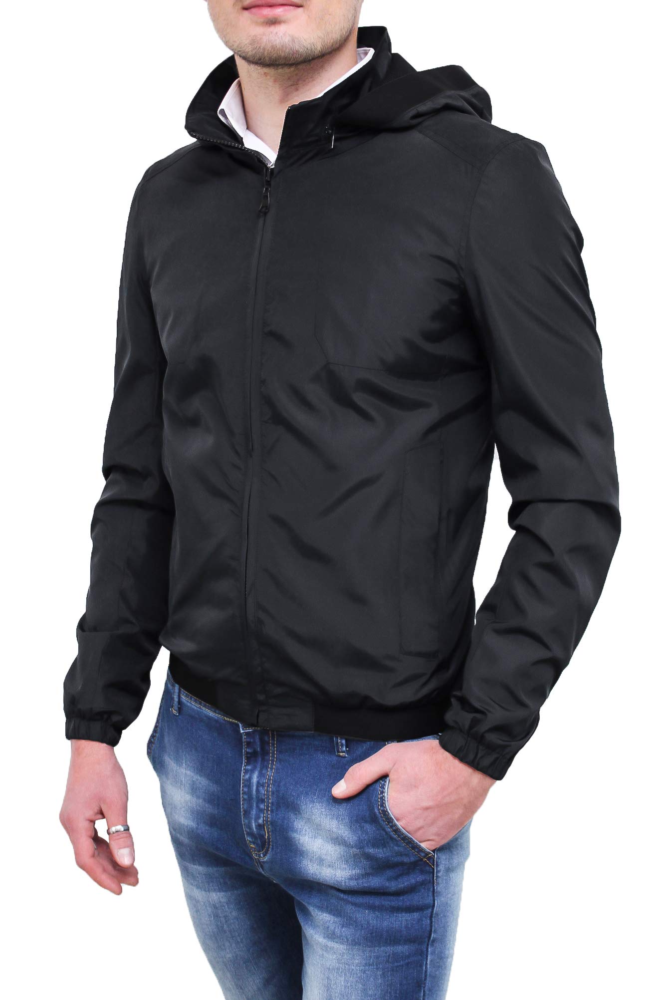 Evoga Giubbotto Giacca Uomo Codice Articolo 392115 Primavera Estate Slim Fit Tecnico Impermeabile Cerniera Manica Lunga Tasche Laterali con Zip Foderato Interno