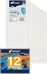 Canvas Panels 4x12 Inch 12-Pack, 10 oz Triple Primed Acid-Free 100% Cotton Blank Canvases for Painting, Long Flat Canvas Board for Oil Acrylics Watercolor & Tempera Paints