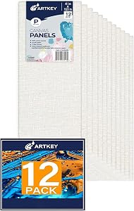 Canvas Panels 4x12 Inch 12-Pack, 10 oz Triple Primed Acid-Free 100% Cotton Blank Canvases for Painting, Long Flat Canvas Board for Oil Acrylics Watercolor & Tempera Paints