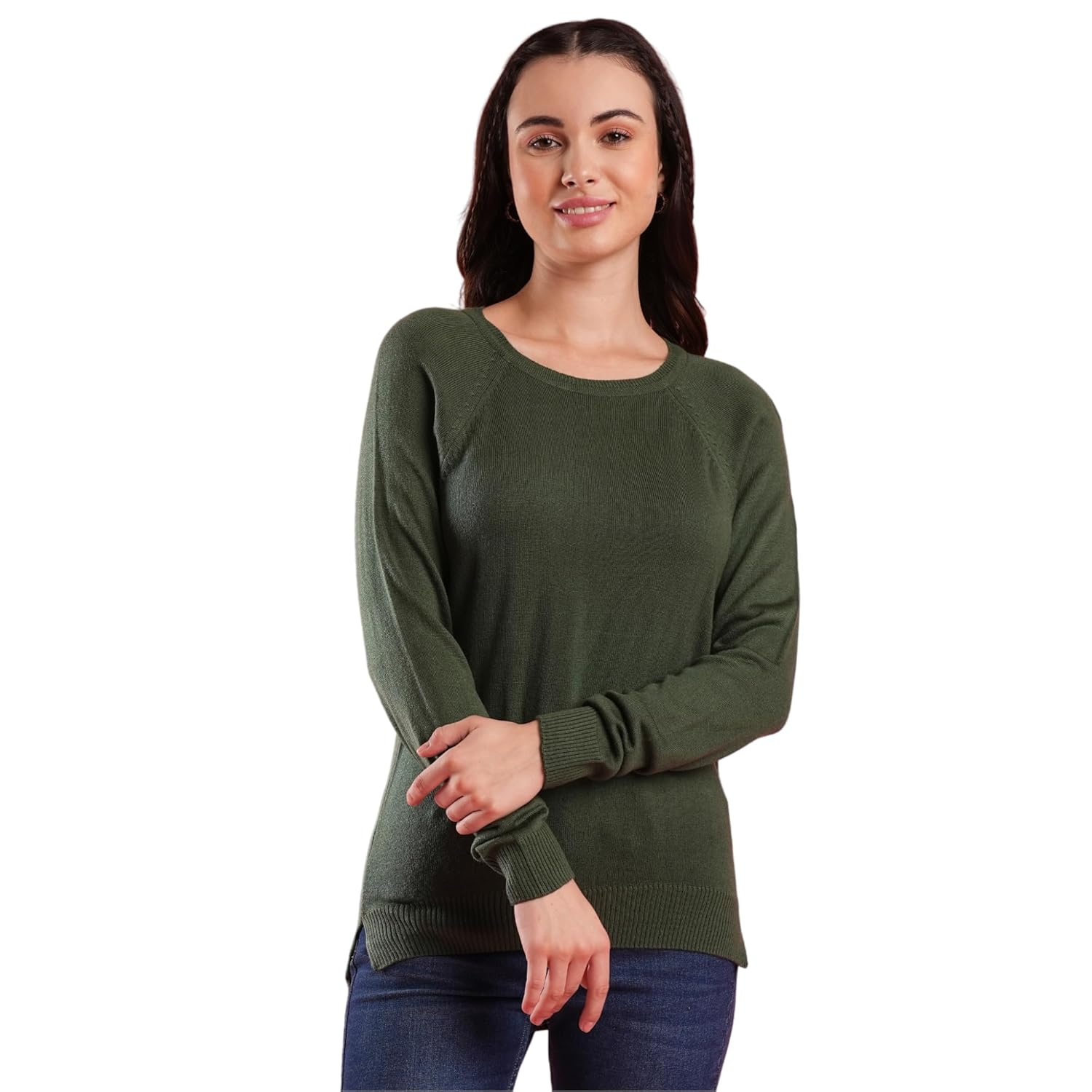 Globus Women V-Neck Self Design Ribbed Hem Flat Knitted Pullover Sweater Globus Women V-Neck Self Design Ribbed Hem Flat Knitted Pullover Sweater