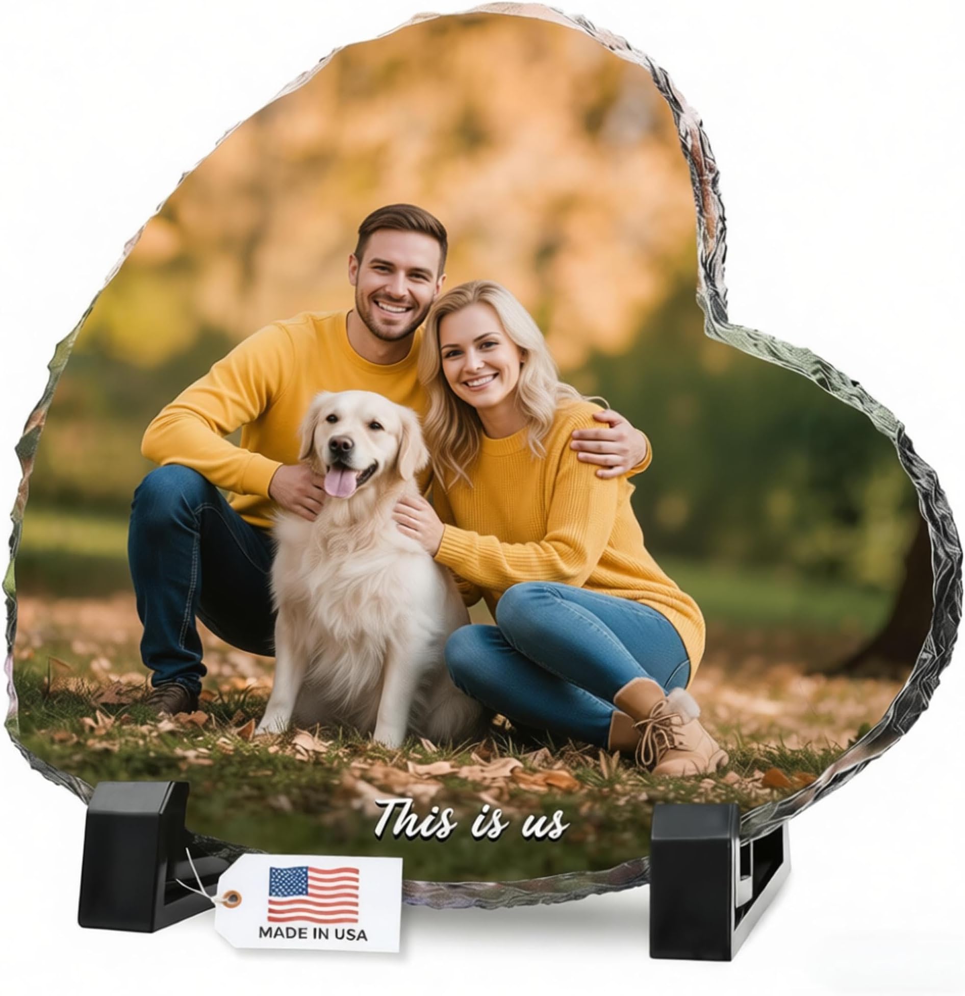 ALBK Custom Picture Frame with Text - Personalized Gifts, Custom Rock Stone Slate Frame, Gifts for Womem Men Mom Dad, Gifts for Valentines Day Birthday Christmas Thanksgiving Xmas Mothers Fathers Day