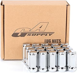 GAsupply 20pcs 1/2-20 Lug Nuts, Compatible with Wrangler Liberty TJ Commander, Explorer F150 Mustang, 1/2 x 20 Closed End Chrome Lug Nuts Cone Seat 1.9 inch Tall 3/4 inch Hex