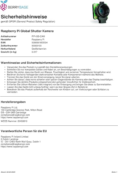 Raspberry Pi Global Shutter Camera - 5