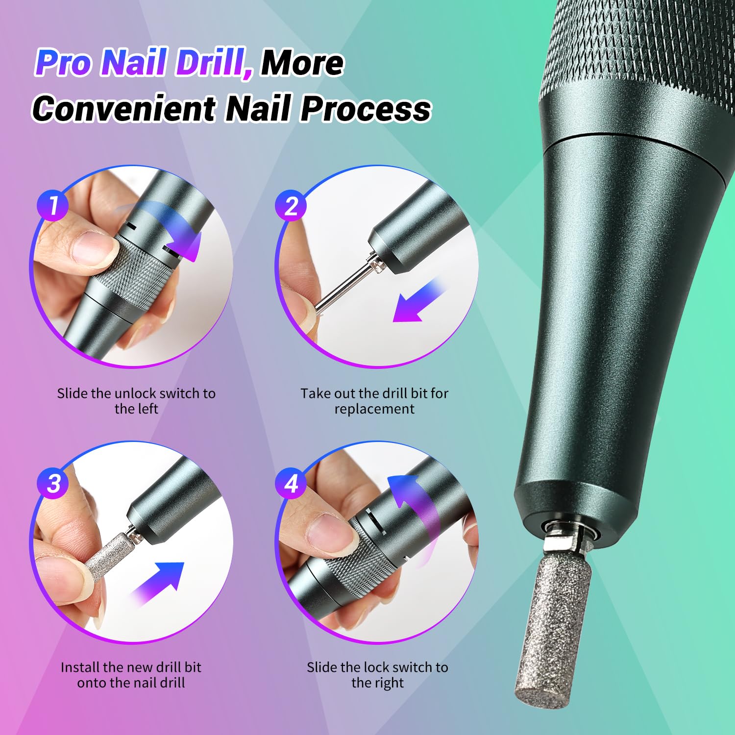 Amazon.com: JEWHITENY Portable Nail Drill SG717 Electric Nail File