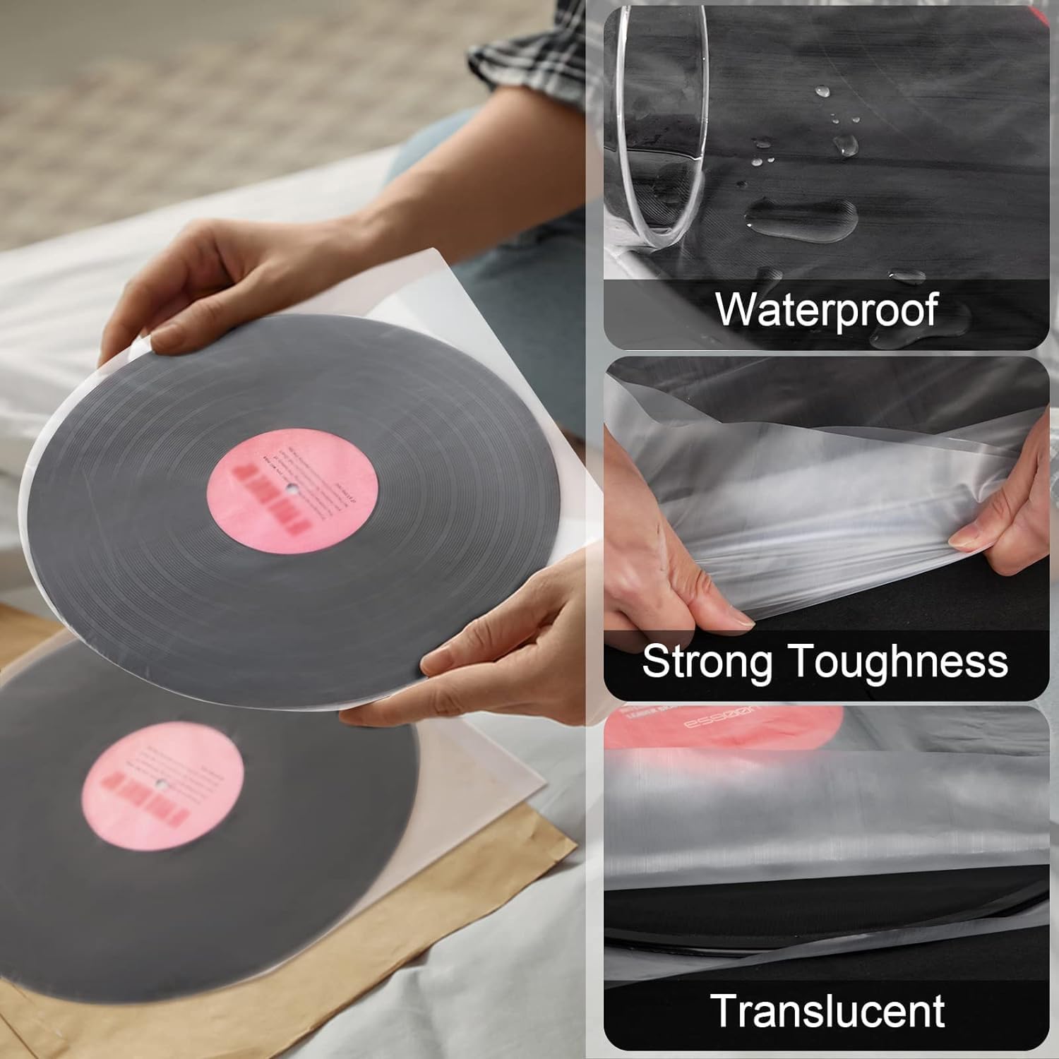100 Pezzi Buste per Vinile 45 Giri, 7 Pollici Buste Antistatiche per Dischi in Vinile Custodia Protettiva per Dischi Vinile da 7 Pollici