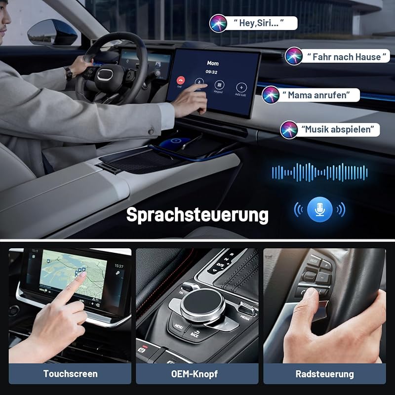 Kinhank Vezeték Nélküli CarPlay Adapter iPhone-hoz - Vezetékes Csatlakozás Átalakítása Wireless-re, BT5.2, 5.8G Wi-Fi, 2015+ Autókhoz, iOS 1
