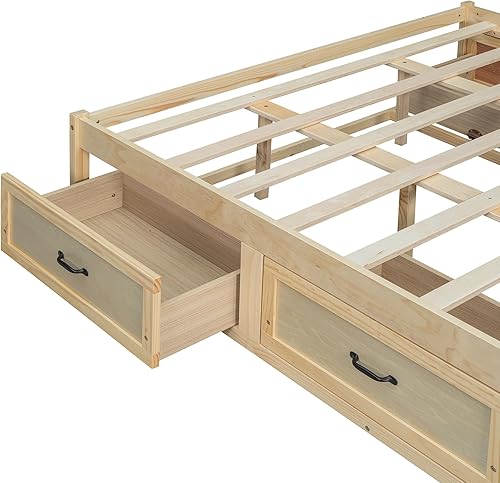 Miniatura 35 de SOFTSEA Cama de almacenamiento de tamaño individual con cajones de almacenamiento, no necesita somier (cereza) Cereza,Blanco,Gris (Antique