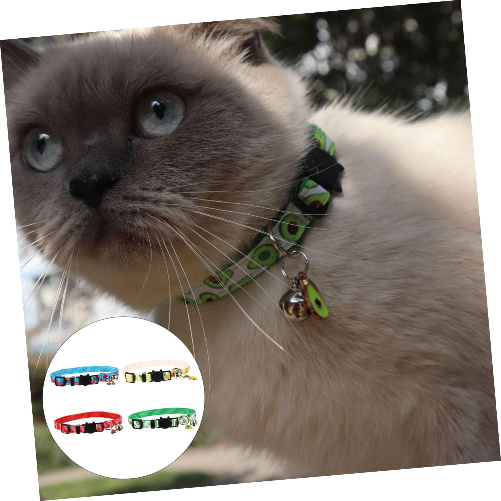INOOMP 12pièces Collier pour Chat Réglable avec Cloche Et Accessoires Fruits Avocat Ananas Pastèque Cerise Colliers Sécurisés pour Animaux De Compagnie