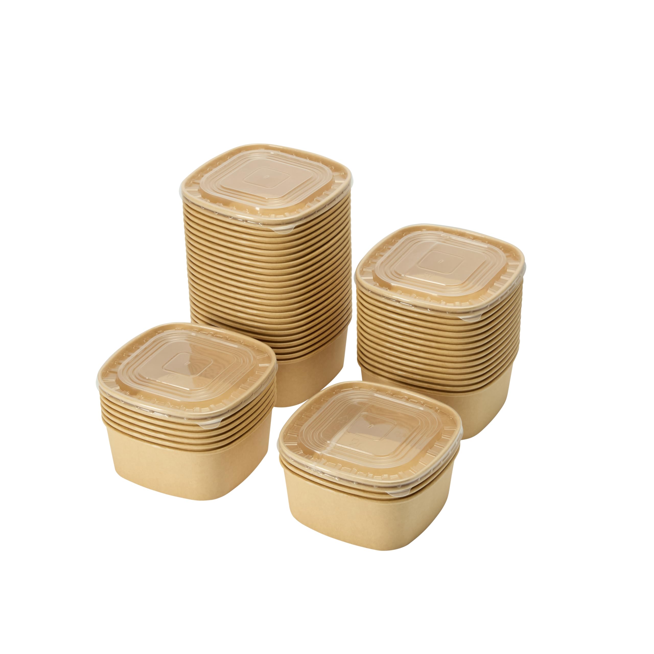 1250ml Disposable Food Containers with Lids - Eco-Friendly Paperboard Disposable Serving Bowls - Heat-Resistant PP Lids - Disposable Salad Bowls for Hot and Cold Foods