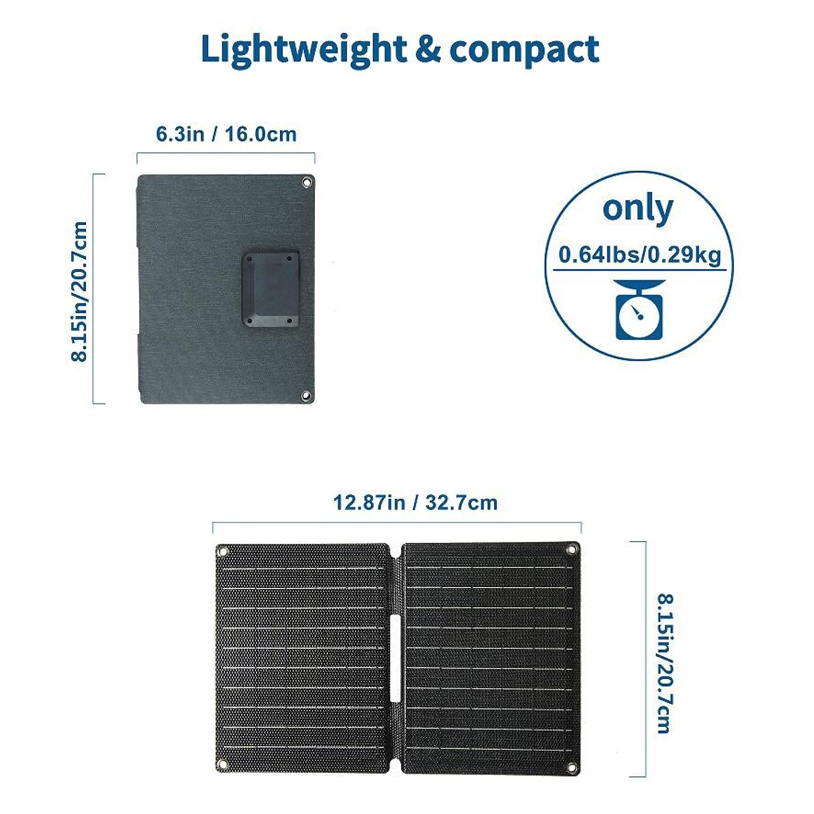 Solarna składana ładowarka, plecak ładowarka słoneczna, zestaw do ładowania generatora, odporna na warunki atmosferyczne i solidna, możliwość ładowania wielu urządzeń, 32,7 x 20,7 x 1 cm, do wędrówek