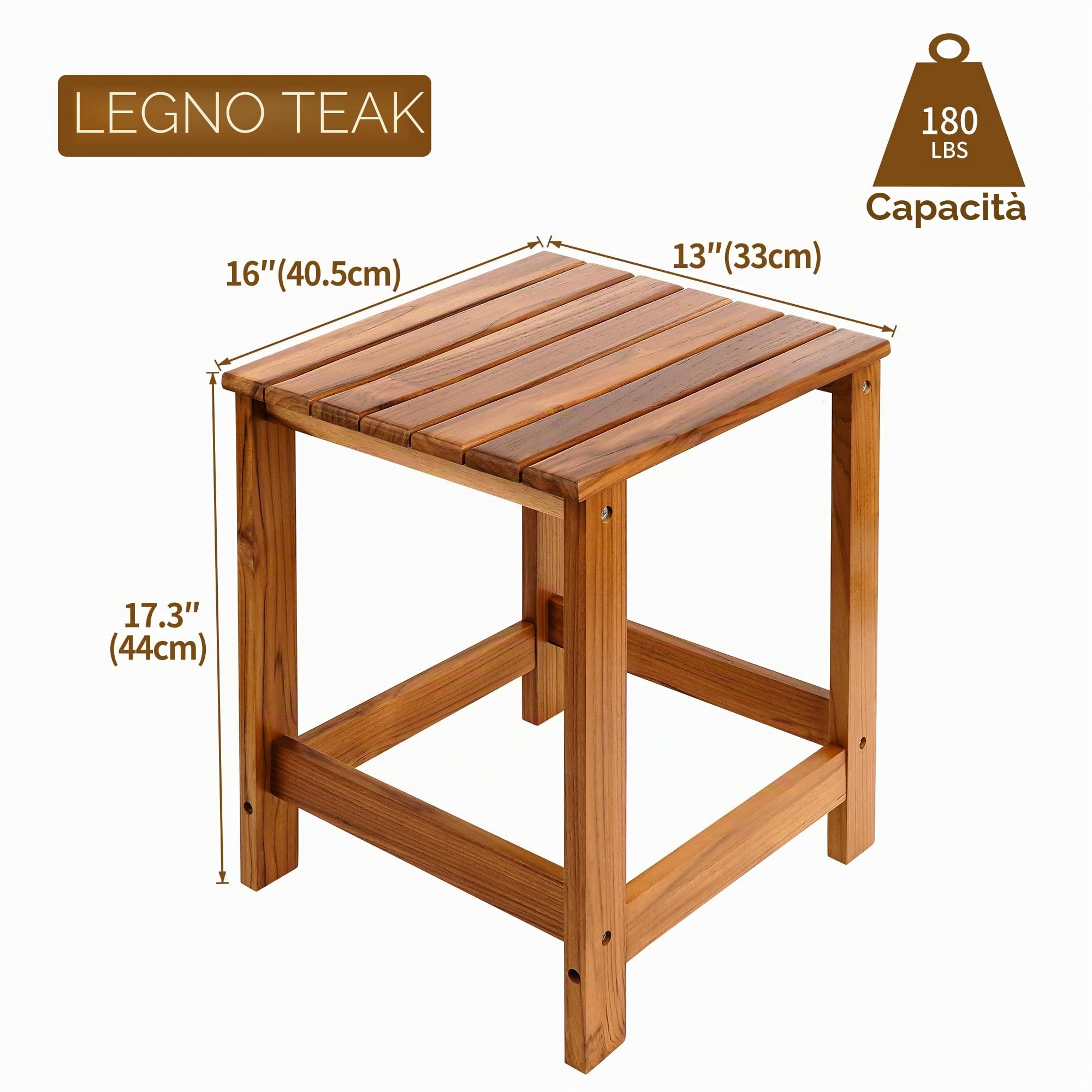 Utoplike Tavolino da esterno in teak, tavolino da caffè in legno, tavolini per giardino, cortile, camera da letto, soggiorno, divano laterale, contenitore per bagno