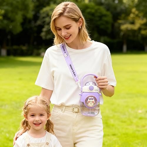 Miniatura 2 de LEJN Botella de agua Kawaii de 28 onzas con correa ajustable para el hombro para el verano con agua fría, portátil, a prueba de fugas, sin BPA,