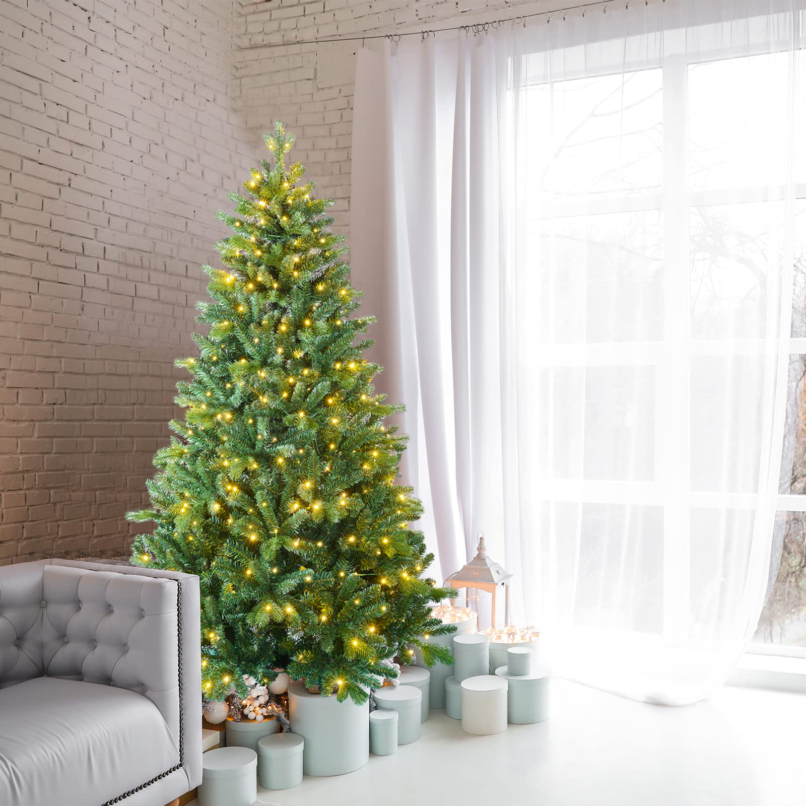 Buy ELONG HOME Prelit Christmas Tree , PE+PVC 6 ft Christmas Tree