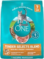 Purina ONE Tender Selects Blend Dry Cat Food with Real Chicken, 7 lb Bag - Natural High-Protein Nutrition for Adult Cats