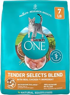 Purina ONE Tender Selects Blend Dry Cat Food with Real Chicken, 7 lb Bag - Natural High-Protein Nutrition for Adult Cats