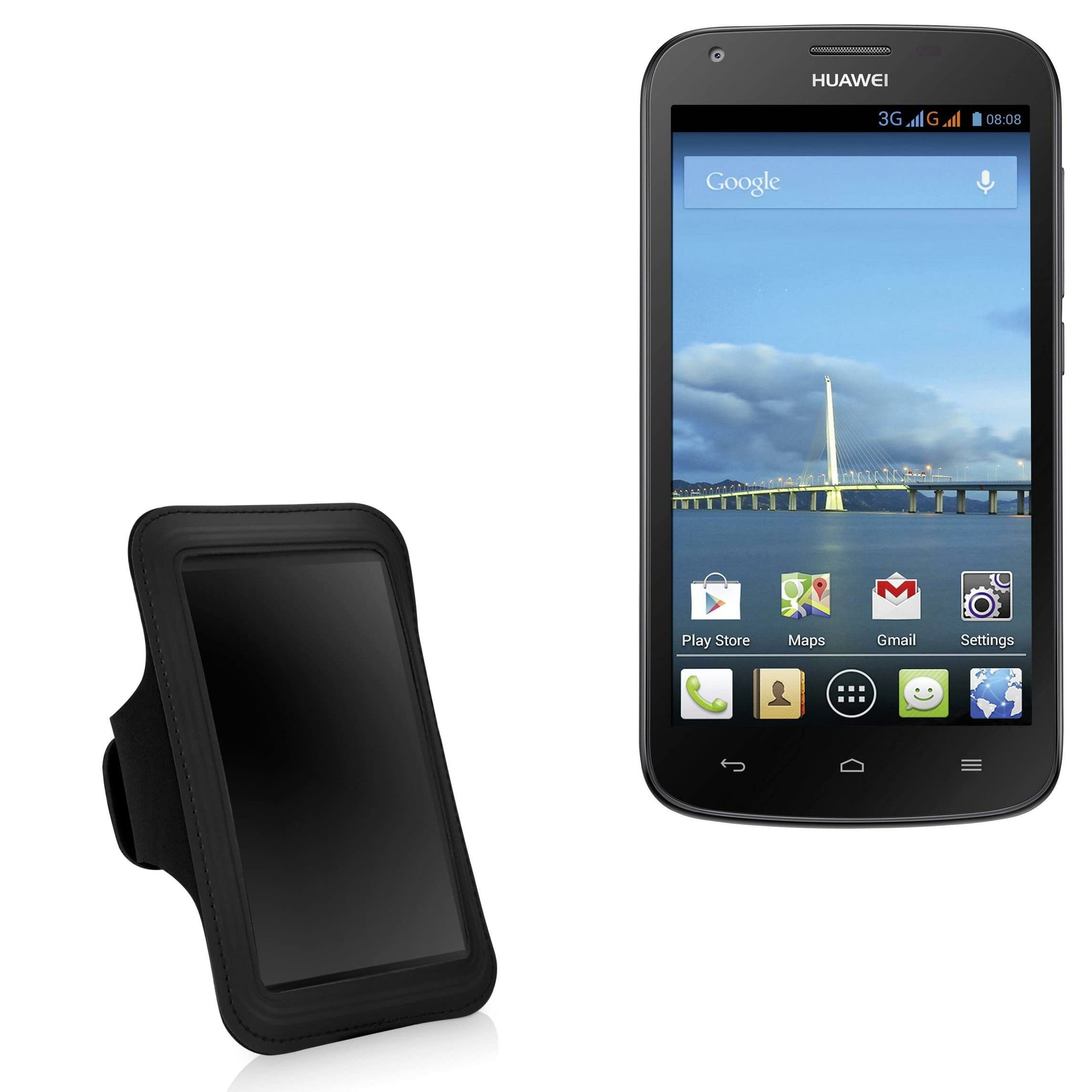 BoxWave Case Compatible with Huawei Y600 - Sports Armband, Adjustable Armband for Workout and Running for Huawei Y600 - Jet Black