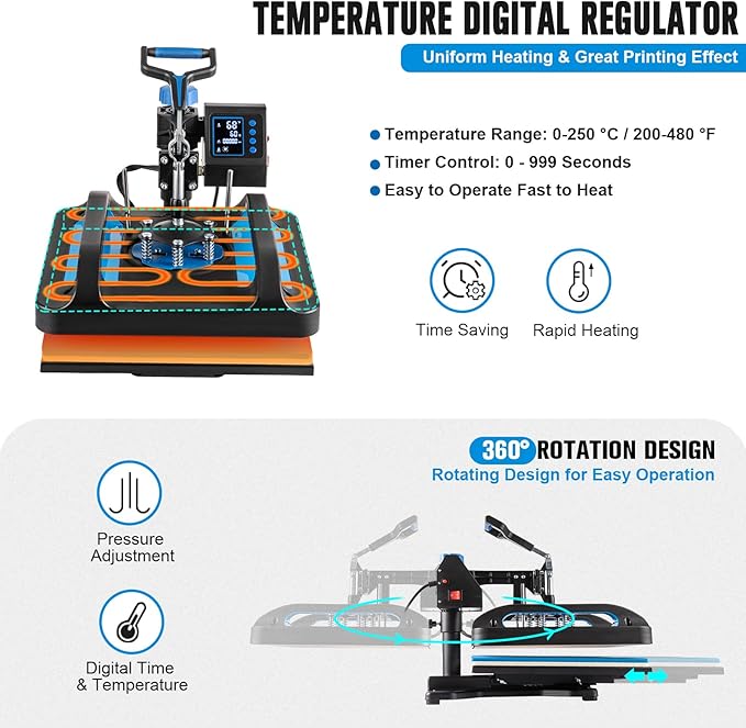 Termofijadora Pro Heat Press 15x12 Pulgadas, Máquina 8 en 1 con Prensa para Tazas miniatura 5