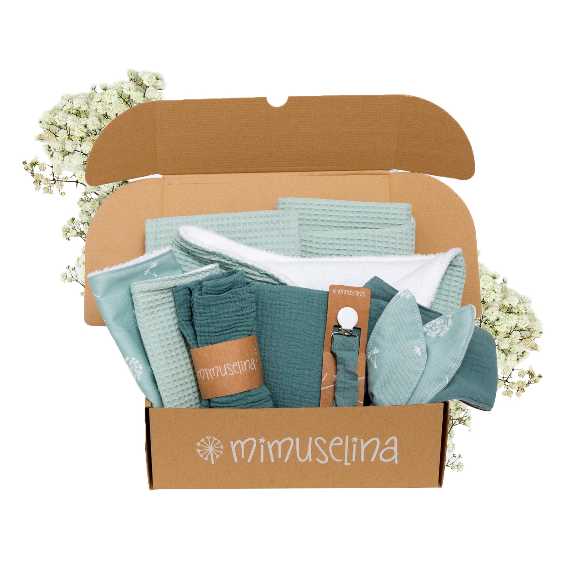MIMUSELINA Pack Neugeborenen Geschenk | Baby Geschenk Mädchen oder Junge | Babygeschenke zur Geburt & Baby Shower | Geschenkbox verfügbar in verschiedenen Größen | Asia, Large