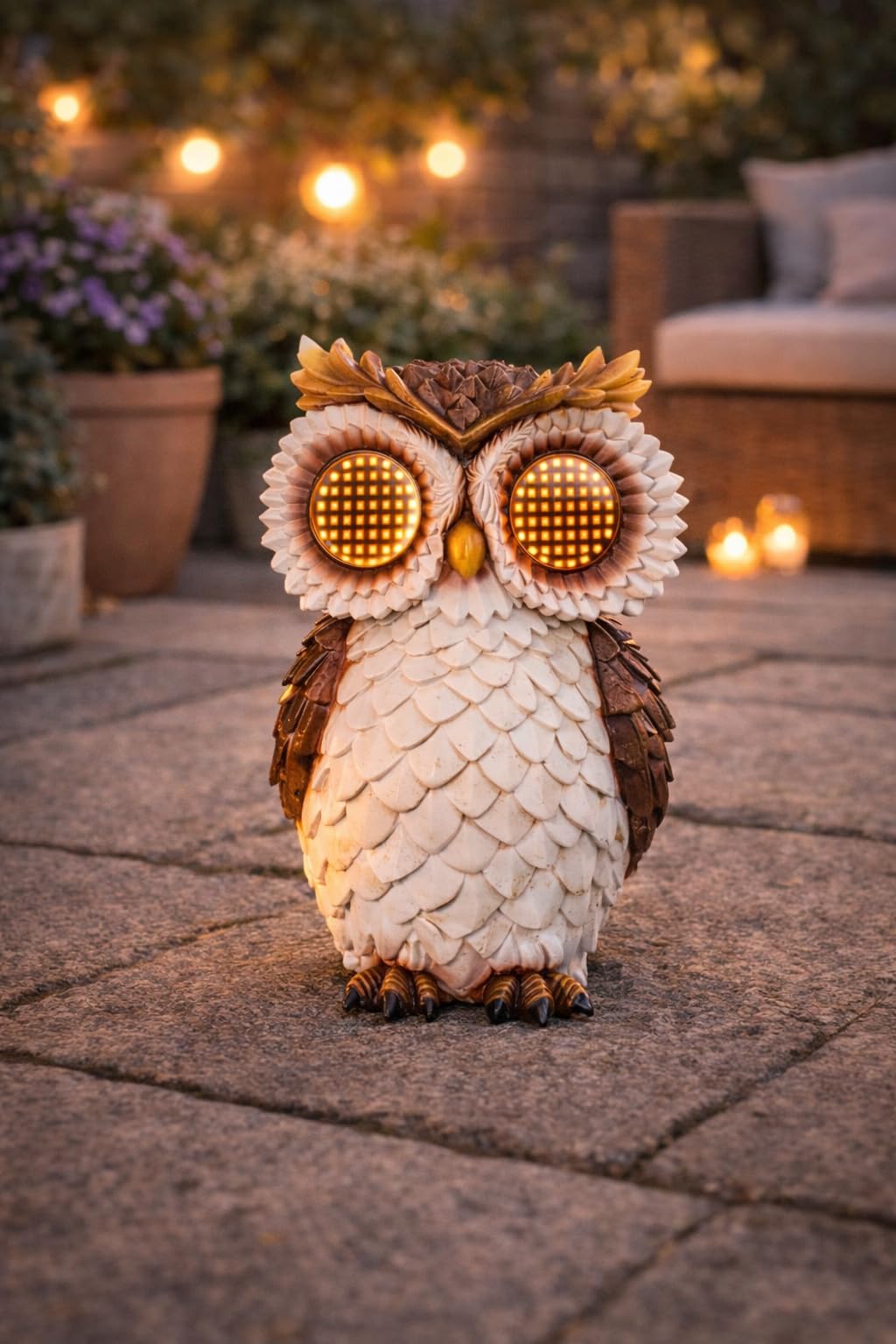 Premier Adorno de jardín solar de búho de 23 cm con ojos LED móviles, decoración de jardín para exteriores